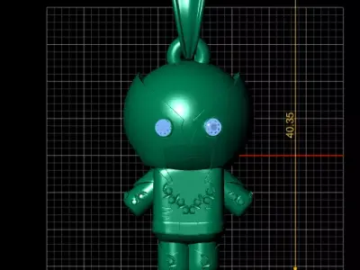  Gold Robot Pendant 3D print model