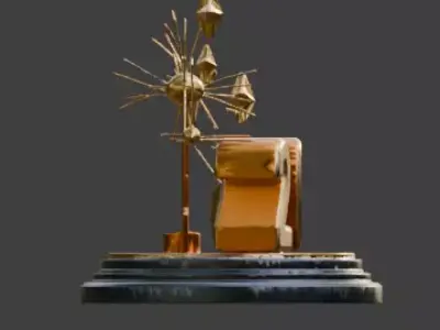 Golden 2026 New Year Celebration 3D Sculpture Low-poly 3D model