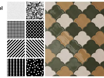 Scalloped Fan Tiles in Straight Set Layout Texture