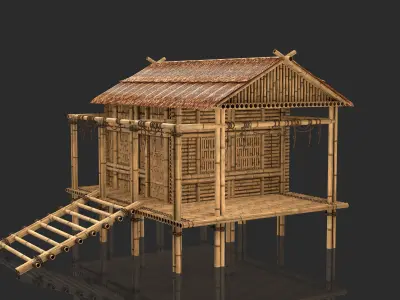 Bamboo House 3 - Jungle Hut 3D model