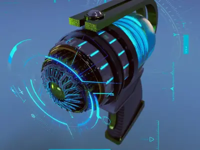 DYNAMOGUN sci-fi gun Low-poly 3D model