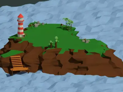Low Poly Island Pack Low-poly 3D model