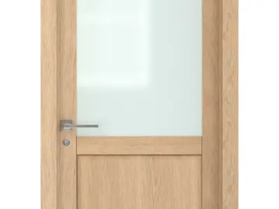 Door-065 interior door in oak with frosted glass 3D model