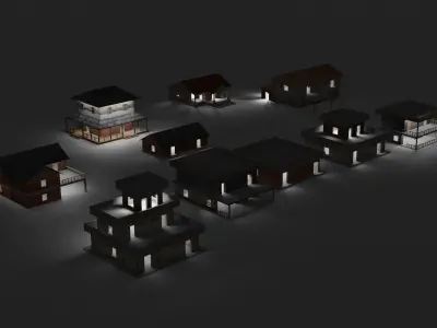 Lowpoly Housees Pack Low-poly 3D model