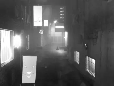 Lane with five buildings 3D model