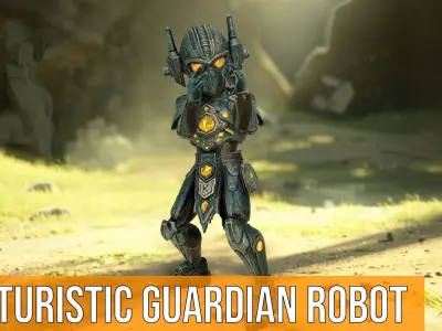 Futuristic Guardian Robot model pack Low-poly 3D model