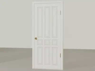 Wooden white door Low-poly 3D model
