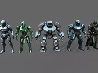 Cyborg Fighter Pack 1 Low-poly 3D model