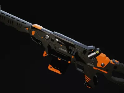 Rainer Rifle Scifi Game Ready Low-poly 3D model