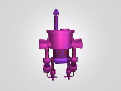 Stylized Retro Robot 3D Character - Low Poly Game Asset Low-poly 3D model