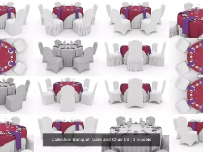 Collection Banquet Table and Chair 08 3D Model Pack