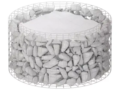 Gabion Flowerpot made of granite 3D model