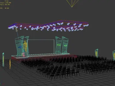 Stage party concert fashion catwalk T station  72 3D model