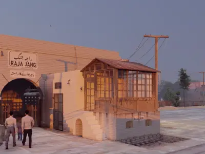 Railway Station Low-poly 3D model