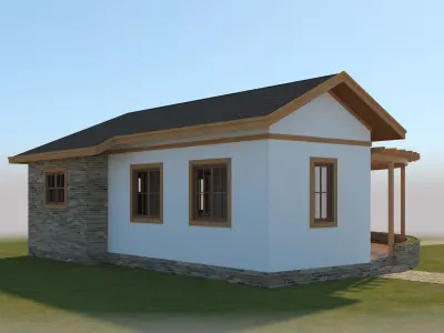 Prefabric House With Pergola 3D model