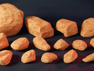 Stylized Rock Desert collection 15 Low-poly 3D model - V2 Low-poly 3D model