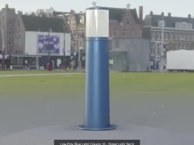 Low-Poly Light Columns Blue Version Package