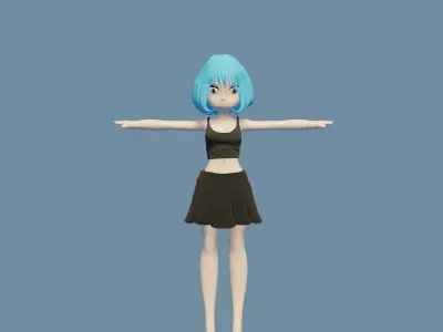 Anime girl Low-poly 3D model