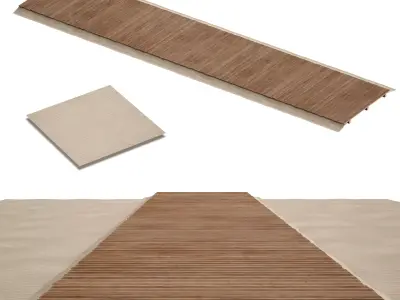 Coastal beach wooden decking access to the sea shore sand 3D model