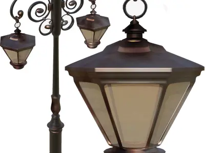 Decorations 2pole Ligting column Low-poly 3D model