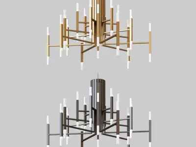 The Light LED Chandelier BlackandGold 3D model