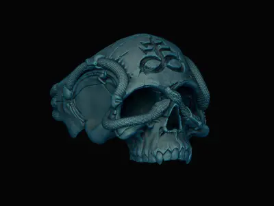 Leviathan Biomechanical Skull Ring 3D print model