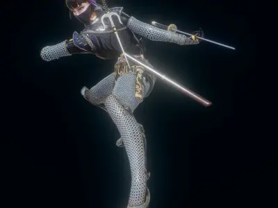 Kunoichi Samurai Low-poly 3D model