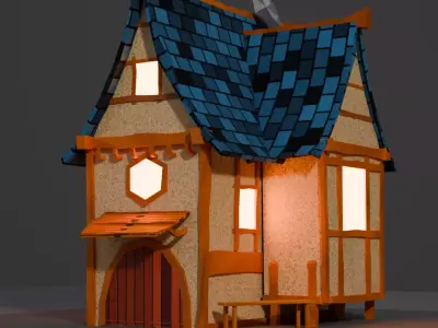 stylized low-poly house 3D model Low-poly 3D model