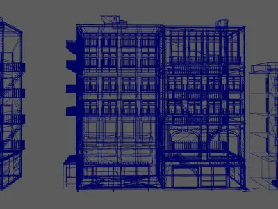 Realistic Red Brick House Architecture Low-poly 3D model
