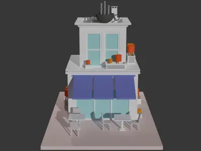 Coffee - Pizza and Donut Shop Low-poly 3D model