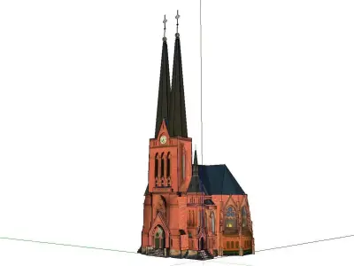 Architecture-Religion-God-Culture-Temple-032 church with two ... 3D model