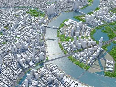 Ho Chi Minh Downtown Vietnam Low-poly 3D model