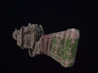 Stylize Stone Moss Gun  Low-poly 3D model