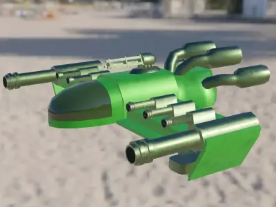 Low Poly 3D Fighter Spacecraft- Rigged Low-poly 3D model