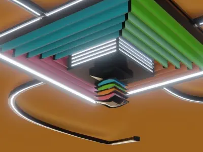 Ceiling Lamp Optical Illusion Squares  unique design low-poly Free low-poly 3D model