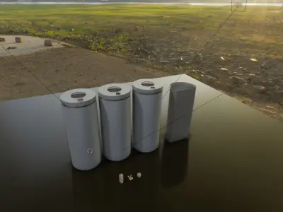  Street Trash Bin with Ashtray and Cigarette Butts Low-poly 3D model