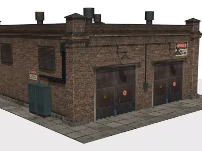 electrical substation Low-poly 3D model