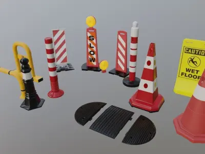Traffic Sign and Panel Full Pack 3D model