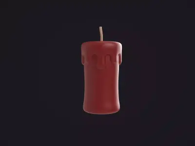Red Melting Wax Candle 3D model