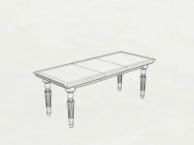 Dolls House Miniature Victorian Long Dining Table and Chairs 3D print model