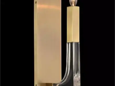 ACRYLIC AND BRASS SINGLE-LIGHT WALL SCONCE 3D model