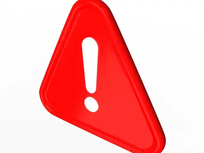 Red Warning Attention Sign Low-poly 3D model