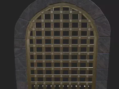Animated Medieval Gate Low-poly 3D model
