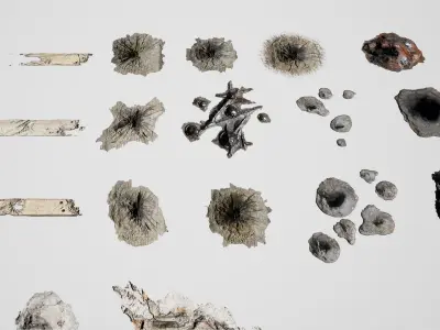 150 Bullet Hole Wall Damage Decals Texture