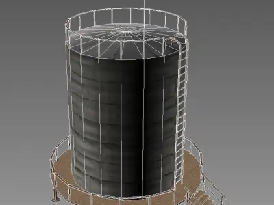 oil storage Low-poly 3D model