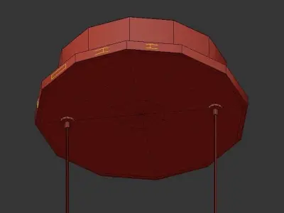 THE282 gold chandelier with three circles hanging from it 3D model