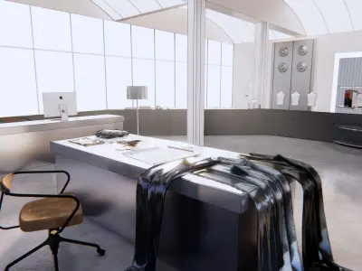 Office clothing store with high ceilings and windows 3D model