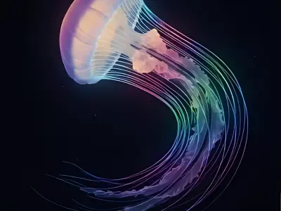 Neon Bioluminescent Jellyfish  Futuristic Ocean  3D model