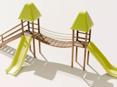 Playground castle with a slide Low-poly 3D model