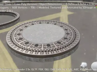 Sewer Cover 1 Low-Poly Version Low-poly 3D model